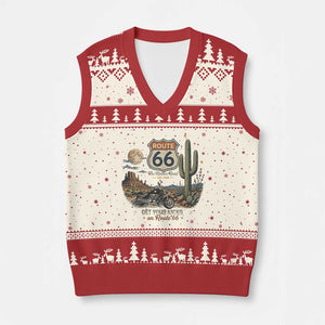 Highway 66 Get Your Kicks Centennial Road Trip V-Neck Knit Sweater Vest Vintage 1976 American Cruiser Motorcycle Lover 100th Anniversary Gift
