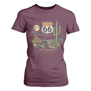 Highway 66 Get Your Kicks Centennial Road Trip T Shirt For Women Vintage 1976 American Cruiser Motorcycle Lover 100th Anniversary Gift