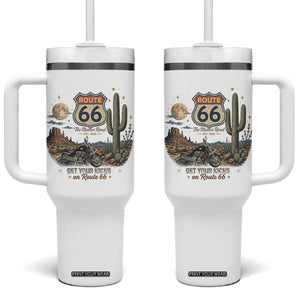 Highway 66 Get Your Kicks Centennial Road Trip Tumbler With Handle Vintage 1976 American Cruiser Motorcycle Lover 100th Anniversary Gift