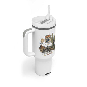 Highway 66 Get Your Kicks Centennial Road Trip Tumbler With Handle Vintage 1976 American Cruiser Motorcycle Lover 100th Anniversary Gift