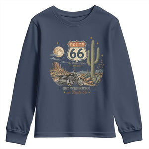 Highway 66 Get Your Kicks Centennial Road Trip Youth Sweatshirt Vintage 1976 American Cruiser Motorcycle Lover 100th Anniversary Gift