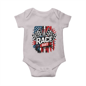 Checkered Flag Racing Baby Onesie Race Day Team Lover TS14 Ice Gray Print Your Wear