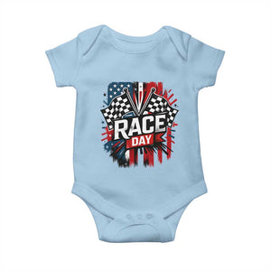 Checkered Flag Racing Baby Onesie Race Day Team Lover TS14 Light Blue Print Your Wear