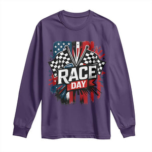 Checkered Flag Racing Long Sleeve Shirt Race Day Team Lover TS14 Purple Print Your Wear
