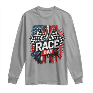 Checkered Flag Racing Long Sleeve Shirt Race Day Team Lover TS14 Sport Gray Print Your Wear