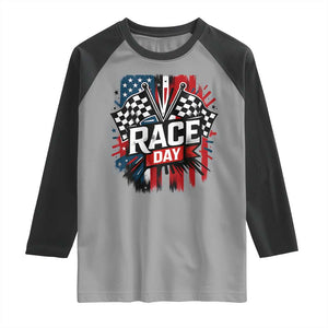 Checkered Flag Racing Raglan Shirt Race Day Team Lover TS14 Sport Gray Black Print Your Wear