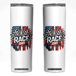 Checkered Flag Racing Skinny Tumbler Race Day Team Lover TS14 White Print Your Wear