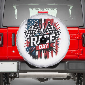 Checkered Flag Racing Spare Tire Cover Race Day Team Lover TS14 White Print Your Wear