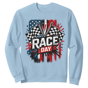 Checkered Flag Racing Sweatshirt Race Day Team Lover TS14 Light Blue Print Your Wear