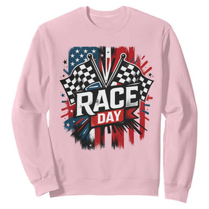 Checkered Flag Racing Sweatshirt Race Day Team Lover TS14 Light Pink Print Your Wear
