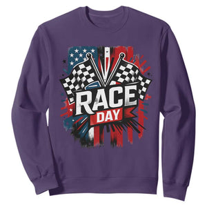 Checkered Flag Racing Sweatshirt Race Day Team Lover TS14 Purple Print Your Wear