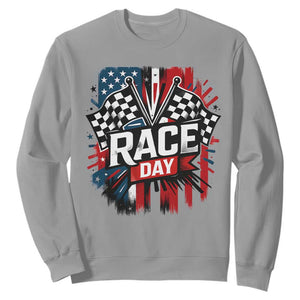 Checkered Flag Racing Sweatshirt Race Day Team Lover TS14 Sport Gray Print Your Wear