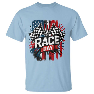 Checkered Flag Racing T Shirt Race Day Team Lover TS14 Light Blue Print Your Wear