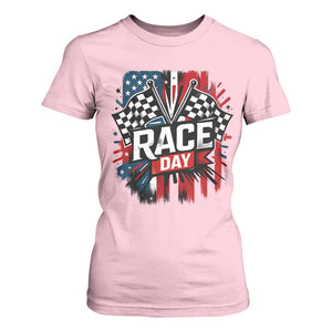 Checkered Flag Racing T Shirt For Women Race Day Team Lover TS14 Light Pink Print Your Wear