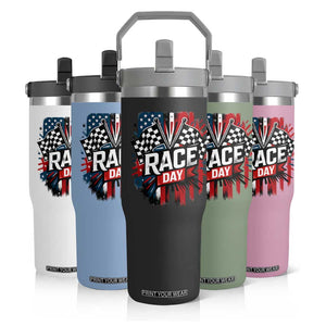 Checkered Flag Racing Flip Straw Tumbler Race Day Team Lover TS14 Print Your Wear