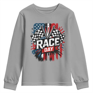 Checkered Flag Racing Youth Sweatshirt Race Day Team Lover TS14 Sport Gray Print Your Wear