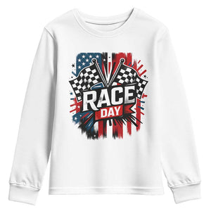 Checkered Flag Racing Youth Sweatshirt Race Day Team Lover TS14 White Print Your Wear
