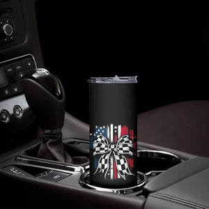 Patriotic Coquette Bow Checkered Flag Race Car Racing Skinny Tumbler TS14 Print Your Wear