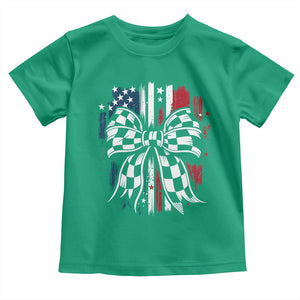 Patriotic Coquette Bow Checkered Flag Race Car Racing Toddler T Shirt TS14 Irish Green Print Your Wear