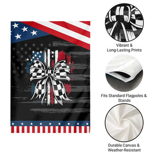 Patriotic Coquette Bow Checkered Flag Race Car Racing Garden Flag TS14 Print Your Wear