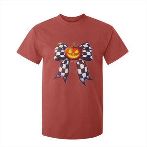 Race Car Halloween T Shirt For Kid Pumpkin Checkered Coquette Bow TS14 Red Print Your Wear