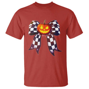 Race Car Halloween T Shirt Pumpkin Checkered Coquette Bow TS14 Red Print Your Wear