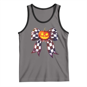 Race Car Halloween Tank Top Pumpkin Checkered Coquette Bow TS14 Deep Heather Black Print Your Wear