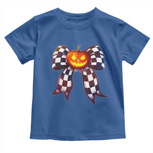 Race Car Halloween Toddler T Shirt Pumpkin Checkered Coquette Bow TS14 Royal Blue Print Your Wear