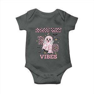 Race Car Halloween Baby Onesie Boo Checkered Coquette Bow TS14 Dark Heather Print Your Wear