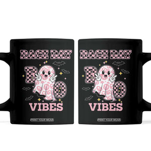 Race Car Halloween Coffee Mug Boo Checkered Coquette Bow TS14 Black Print Your Wear