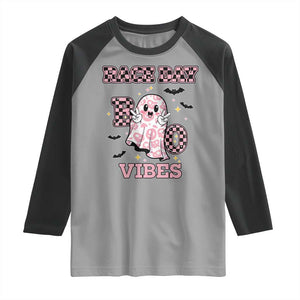 Race Car Halloween Raglan Shirt Boo Checkered Coquette Bow TS14 Sport Gray Black Print Your Wear