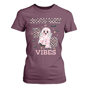 Race Car Halloween T Shirt For Women Boo Checkered Coquette Bow TS14 Maroon Print Your Wear