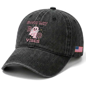 Race Car Halloween Washed Cotton Baseball Cap Boo Checkered Coquette Bow TS14 Print Your Wear