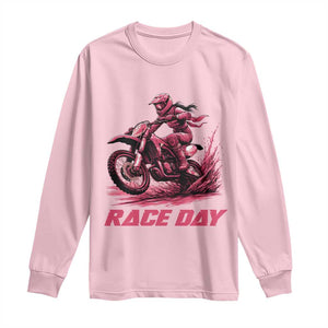 Dirt Bike Girl Long Sleeve Shirt Motocross Racing Women TS14 Light Pink Print Your Wear