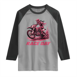 Dirt Bike Girl Raglan Shirt Motocross Racing Women TS14 Sport Gray Black Print Your Wear