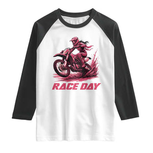 Dirt Bike Girl Raglan Shirt Motocross Racing Women TS14 White Black Print Your Wear