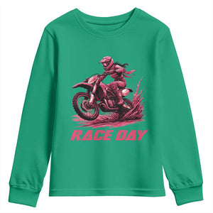 Dirt Bike Girl Youth Sweatshirt Motocross Racing Women TS14 Irish Green Print Your Wear