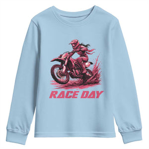 Dirt Bike Girl Youth Sweatshirt Motocross Racing Women TS14 Light Blue Print Your Wear