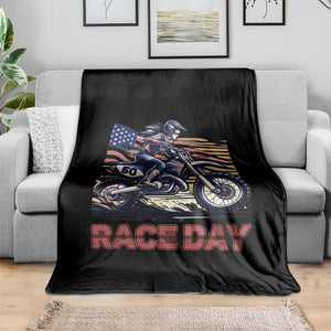 Dirt Bike Girl Throw Blanket Patriotic Motocross American Flag Racing TS14 Print Your Wear