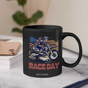Dirt Bike Girl Coffee Mug Patriotic Motocross American Flag Racing TS14 Print Your Wear