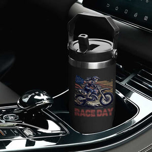 Dirt Bike Girl Flip Straw Tumbler Patriotic Motocross American Flag Racing TS14 Print Your Wear