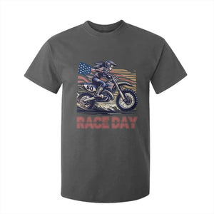 Dirt Bike Girl T Shirt For Kid Patriotic Motocross American Flag Racing TS14 Dark Heather Print Your Wear