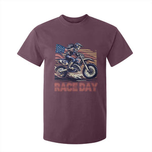 Dirt Bike Girl T Shirt For Kid Patriotic Motocross American Flag Racing TS14 Maroon Print Your Wear