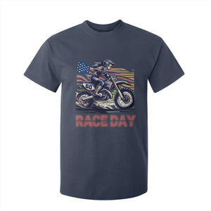 Dirt Bike Girl T Shirt For Kid Patriotic Motocross American Flag Racing TS14 Navy Print Your Wear