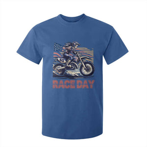 Dirt Bike Girl T Shirt For Kid Patriotic Motocross American Flag Racing TS14 Royal Blue Print Your Wear