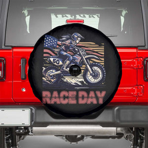 Dirt Bike Girl Spare Tire Cover Patriotic Motocross American Flag Racing TS14 Black Print Your Wear