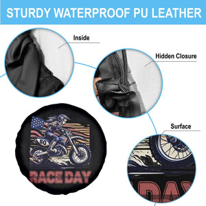 Dirt Bike Girl Spare Tire Cover Patriotic Motocross American Flag Racing TS14 Print Your Wear