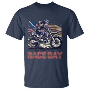 Dirt Bike Girl T Shirt Patriotic Motocross American Flag Racing TS14 Navy Print Your Wear