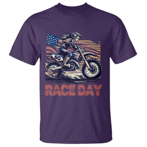 Dirt Bike Girl T Shirt Patriotic Motocross American Flag Racing TS14 Purple Print Your Wear