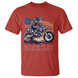 Dirt Bike Girl T Shirt Patriotic Motocross American Flag Racing TS14 Red Print Your Wear